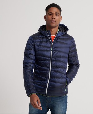 Superdry Clarendon Down Hooded Férfi Kabát Sötétkék | VYXZC2546